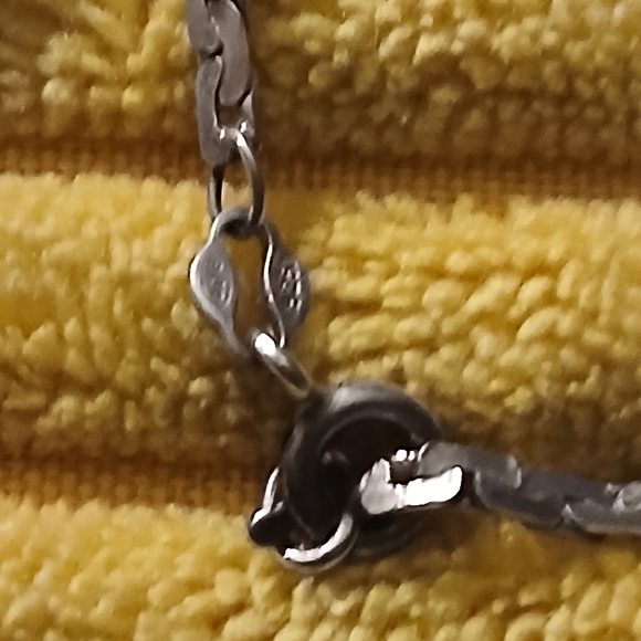 Vintage Sterling Silver Flat Chain Necklace Italy 925 14" - Picture 5 of 5